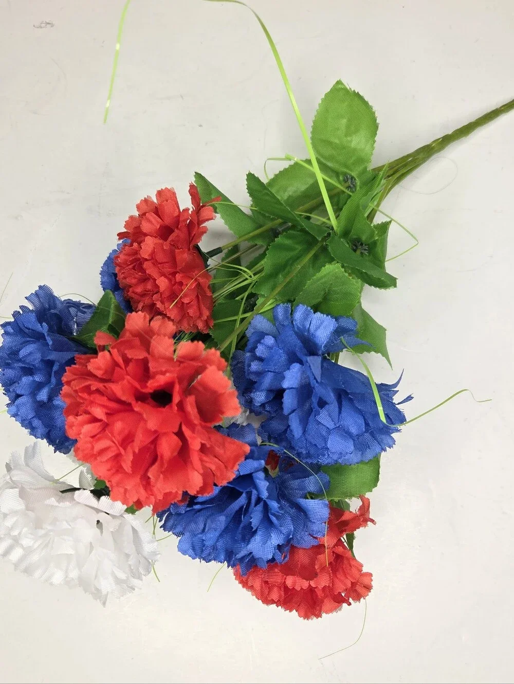 Red Blue And White Artificial Carnation Bouquet July 4th Decor